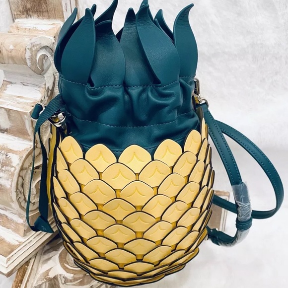 Kate Spade Pineapple Crossbody Bucket Bag Amazing Colada Novelty yellow green - Picture 9 of 14